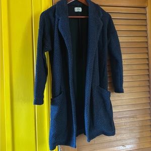 Marine Layer Birdseye Jacket Size Small Navy Blue Textured Cotton